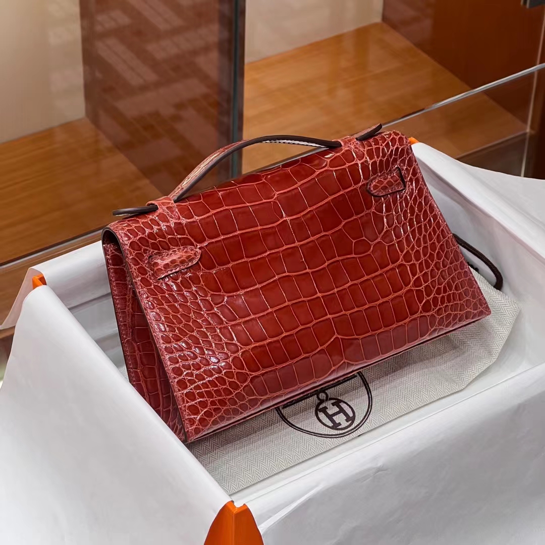 HERMES 爱马仕 MiniKelly 1 4E 锡娶纳棕 SIENNE Alligator 美洲鳄 进口蜜蜡线 全手工制作 蜜蜡线内缝 Birkinmm 铂金女王