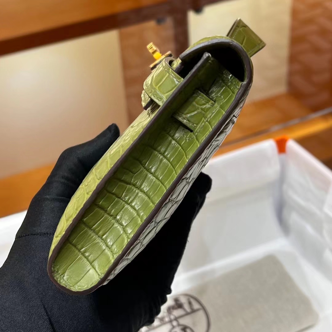 HERMES 爱马仕 KellyCut 31CM G8 Vert Maquis 丛林绿 Alligator 美洲鳄 进口蜜蜡线 全手工制作 蜜蜡线内缝 Birkinmm 铂金女王