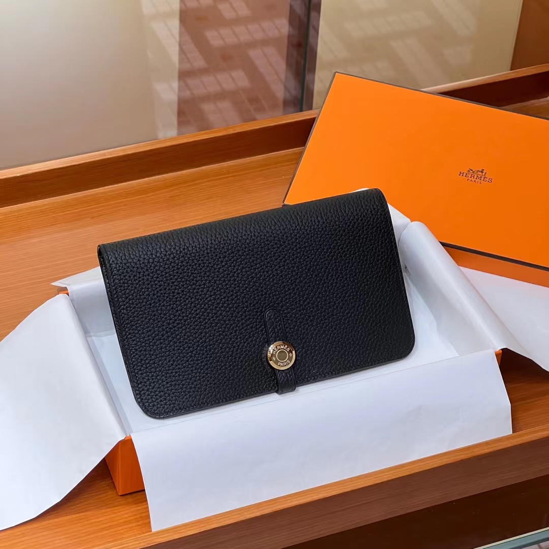 HERMES 爱马仕 Dogon护照夹钱包 89 Nior 经典黑色 TOGO 进口蜜蜡线 全手工制作 蜜蜡线内缝 Birkinmm 铂金女王