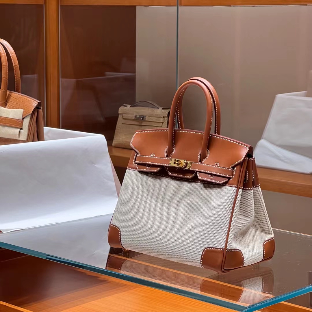 HERMES 爱马仕 Birkin 35CM CK37 金棕色 帆布拼Swift 进口蜜蜡线 全手工制作 蜜蜡线内缝 Birkinmm 铂金女王