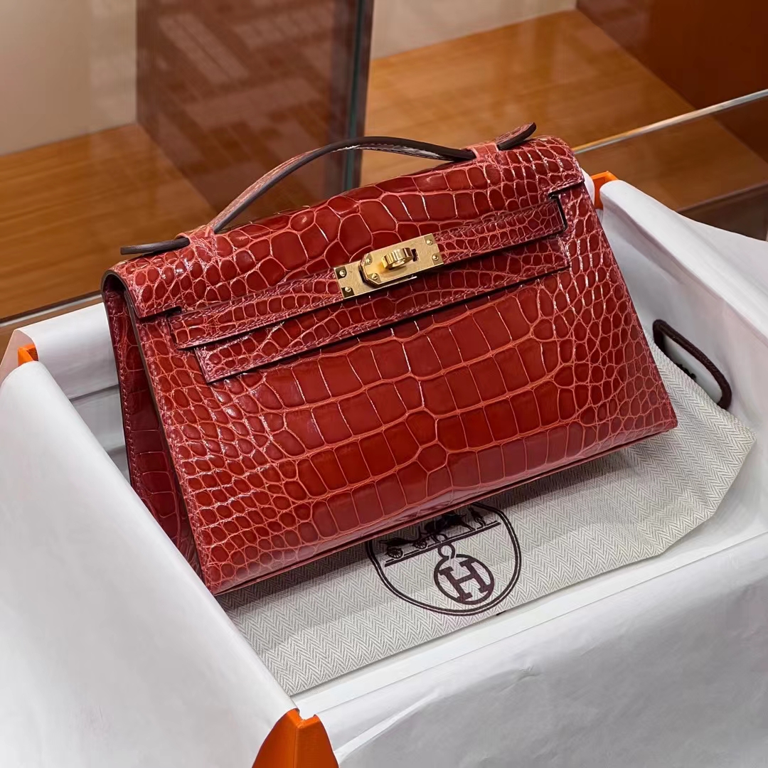 HERMES 爱马仕 MiniKelly 1 4E 锡娶纳棕 SIENNE Alligator 美洲鳄 进口蜜蜡线 全手工制作 蜜蜡线内缝 Birkinmm 铂金女王