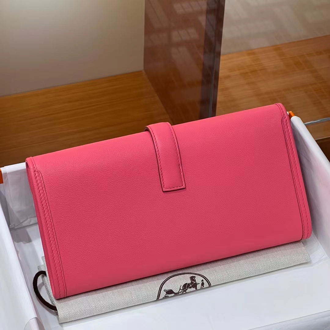 HERMES 爱马仕 Jige Elan 29cm U5 Rose eLipstick 唇膏粉 Swift 进口蜜蜡线 全手工制作 蜜蜡线内缝 Birkinmm 铂金女王