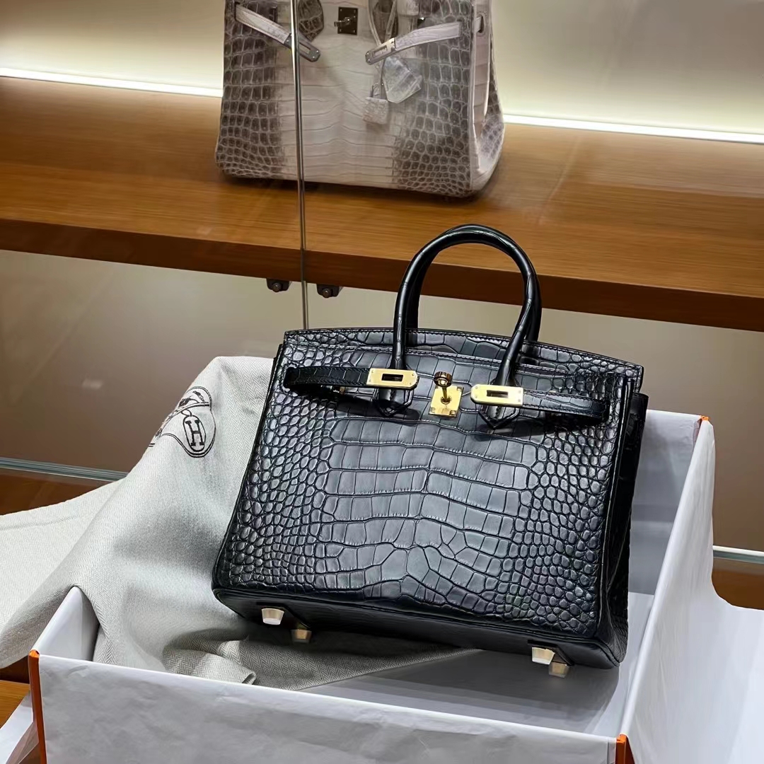 HERMES 爱马仕 Birkin 25CM 89 Nior 经典黑 Alligator 美洲鳄 进口蜜蜡线 全手工制作 蜜蜡线内缝 Birkinmm 铂金女王