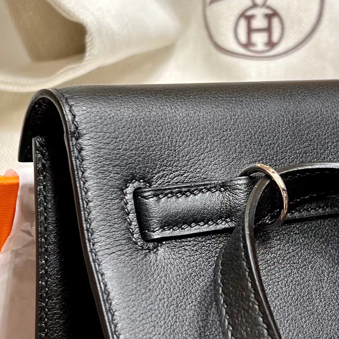 HERMES 爱马仕 Kellydanse 22cm 89 Nior 黑色 Evercolor 进口蜜蜡线 全手工制作 蜜蜡线内缝 Birkinmm 铂金女王
