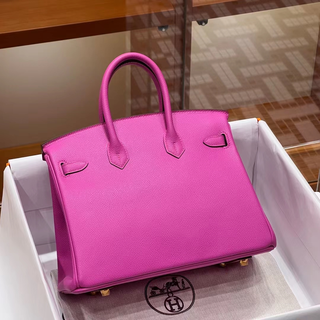 Birkinmm 铂金女王 HERMES 爱马仕 Birkin 25cm 9I Rose Magnolia 玫瑰紫 进口蜜蜡线 全手工制作