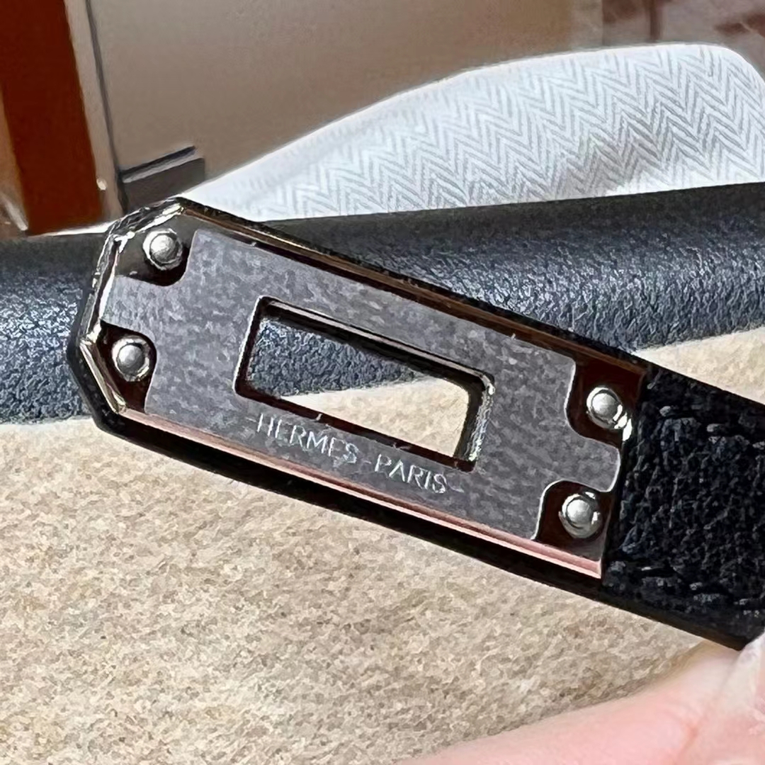 HERMES 爱马仕 Kellydanse 22cm 89 Nior 黑色 Evercolor 进口蜜蜡线 全手工制作 蜜蜡线内缝 Birkinmm 铂金女王