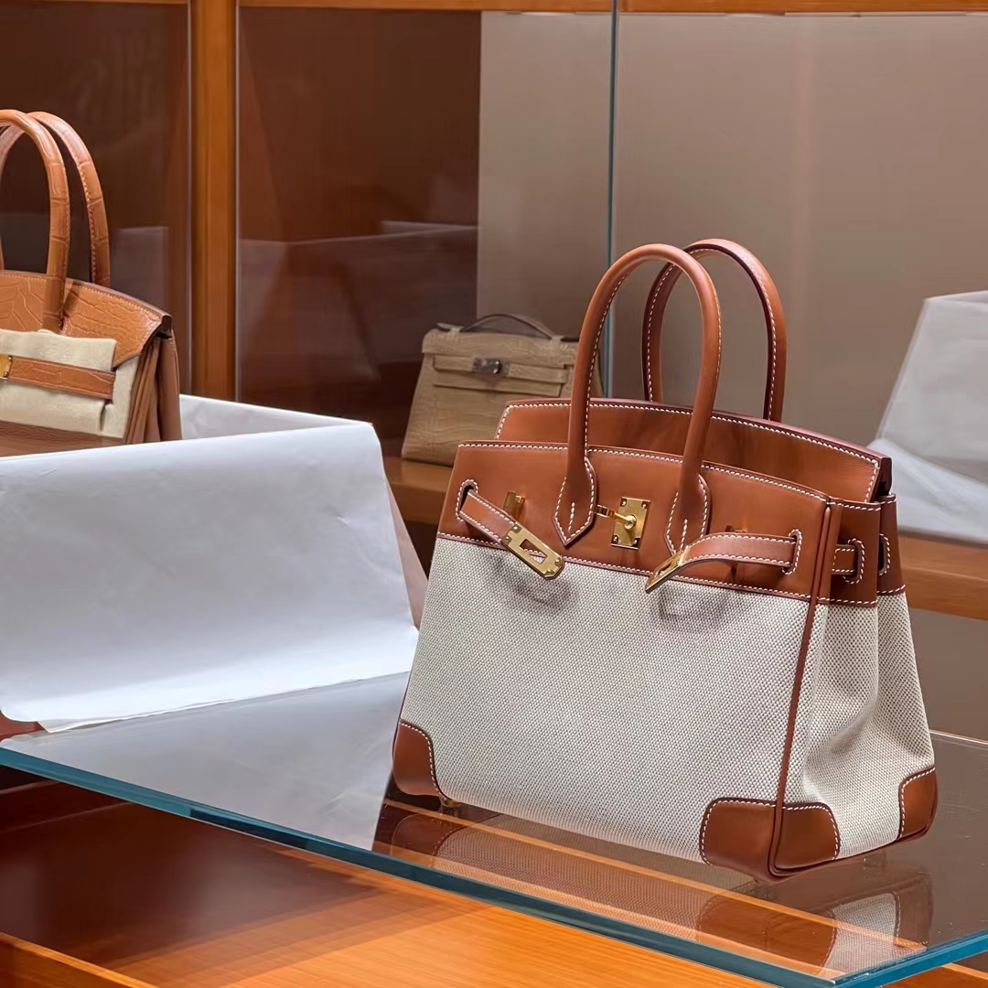 HERMES 爱马仕 Birkin 35CM CK37 金棕色 帆布拼Swift 进口蜜蜡线 全手工制作 蜜蜡线内缝 Birkinmm 铂金女王