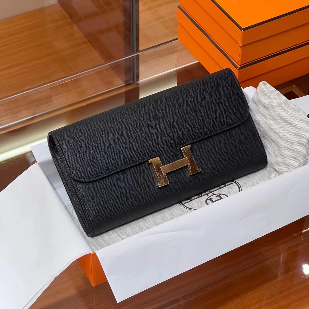 HERMES 爱马仕 Constance钱包 89 Nior 经典黑 Epsom 进口蜜蜡线 全手工制作 蜜蜡线内缝 Birkinmm 铂金女王