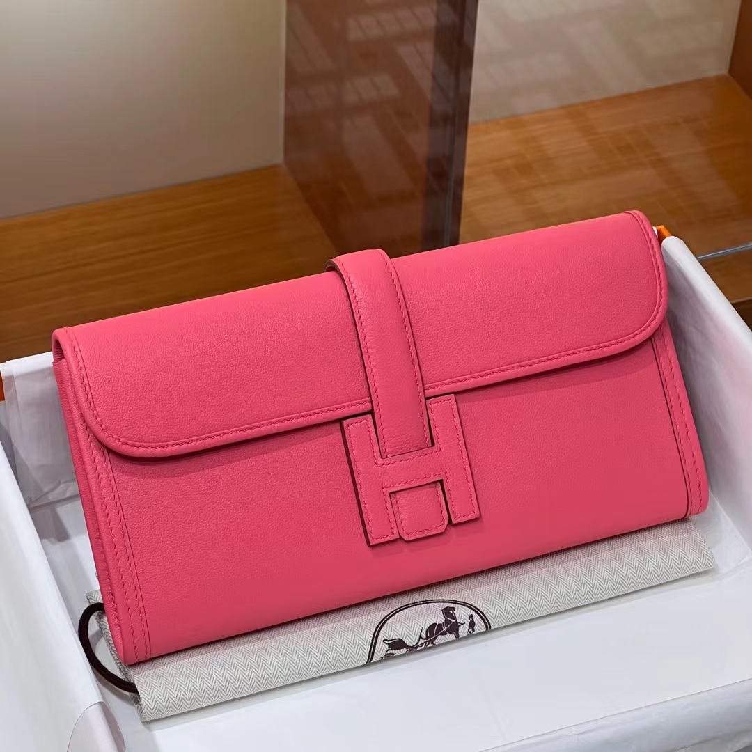 HERMES 爱马仕 Jige Elan 29cm U5 Rose eLipstick 唇膏粉 Swift 进口蜜蜡线 全手工制作 蜜蜡线内缝 Birkinmm 铂金女王