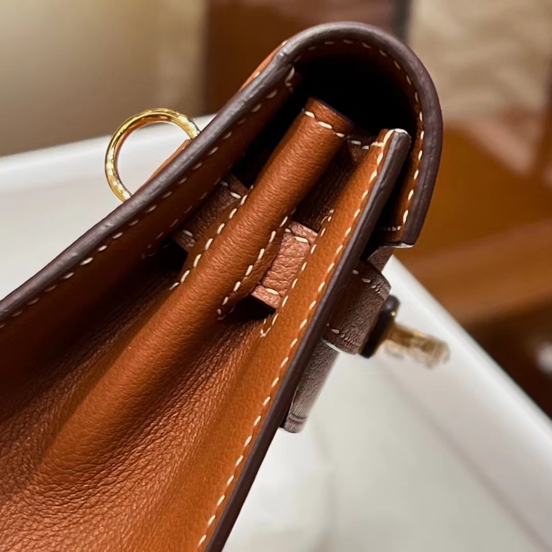 HERMES 爱马仕 Kellydanse 22cm CK37 金棕色 Evercolor 进口蜜蜡线 全手工制作 蜜蜡线内缝 Birkinmm 铂金女王