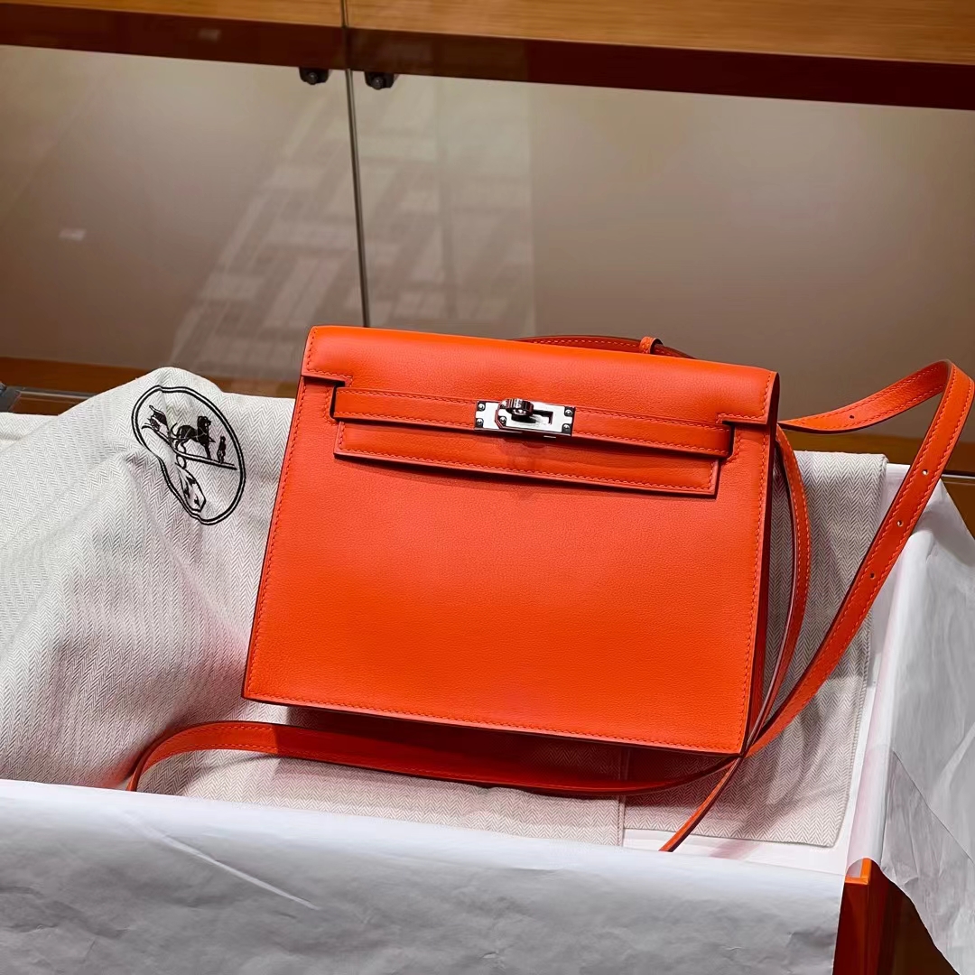 HERMES 爱马仕 Kellydanse 22cm 93 Orange 经典橙 Evercolor 进口蜜蜡线 全手工制作 蜜蜡线内缝 Birkinmm 铂金女王