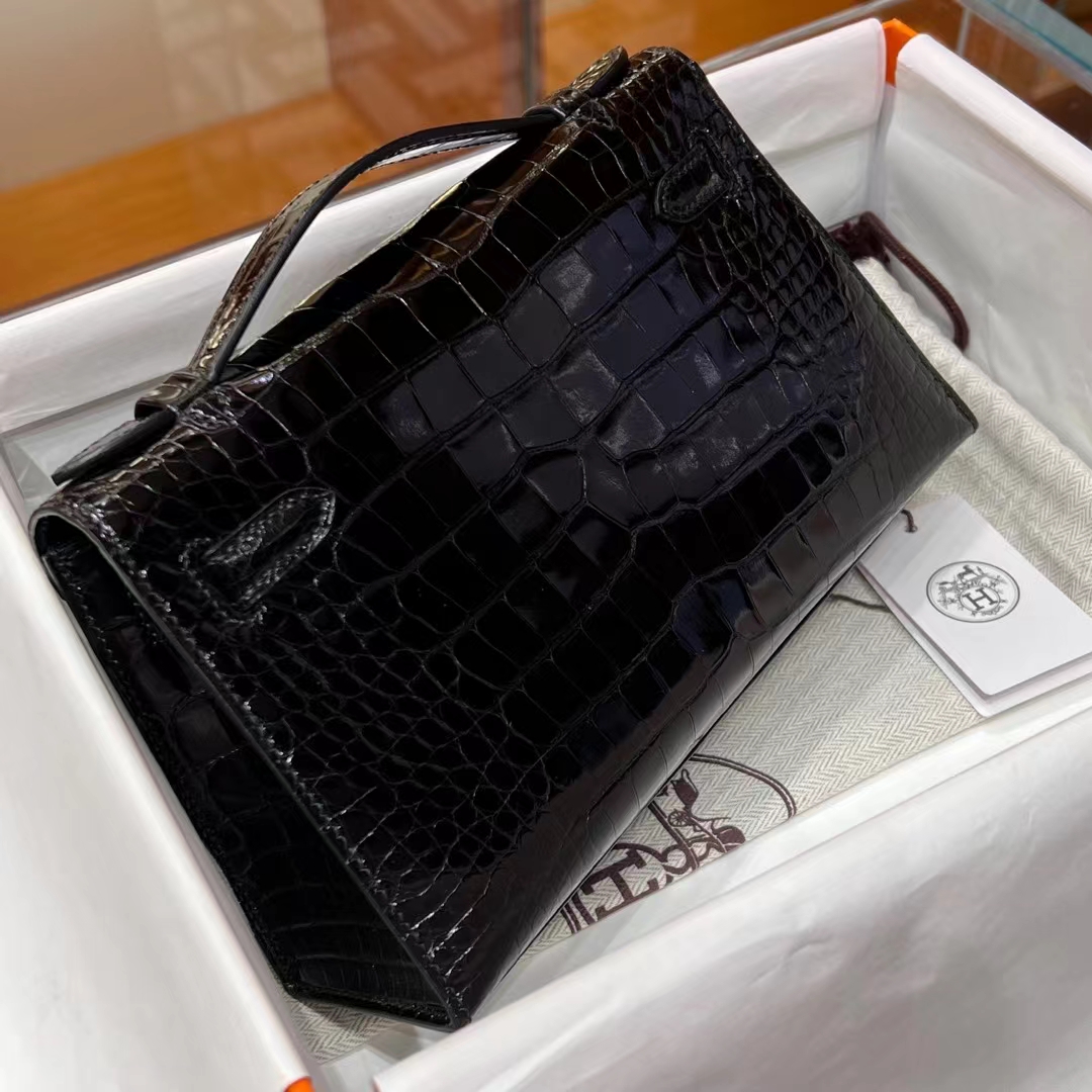 HERMES 爱马仕 MiniKelly 1 89 Nior 经典黑 Alligator 美洲鳄 进口蜜蜡线 全手工制作 蜜蜡线内缝 Birkinmm 铂金女王