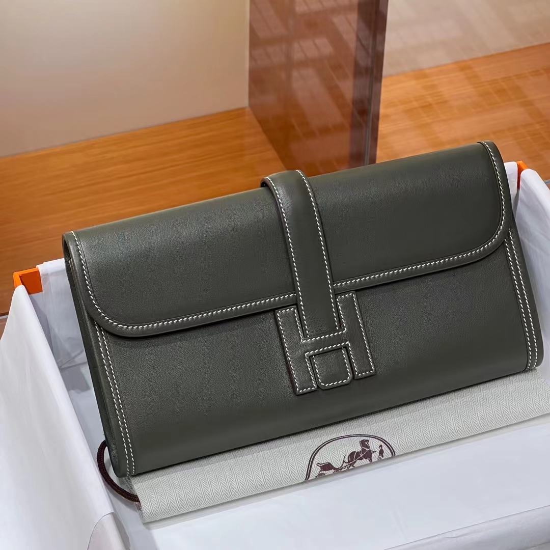 HERMES 爱马仕 Jige Elan 29cm VERT PALE 2Q 英国绿 Swift 进口蜜蜡线 全手工制作 蜜蜡线内缝 Birkinmm 铂金女王
