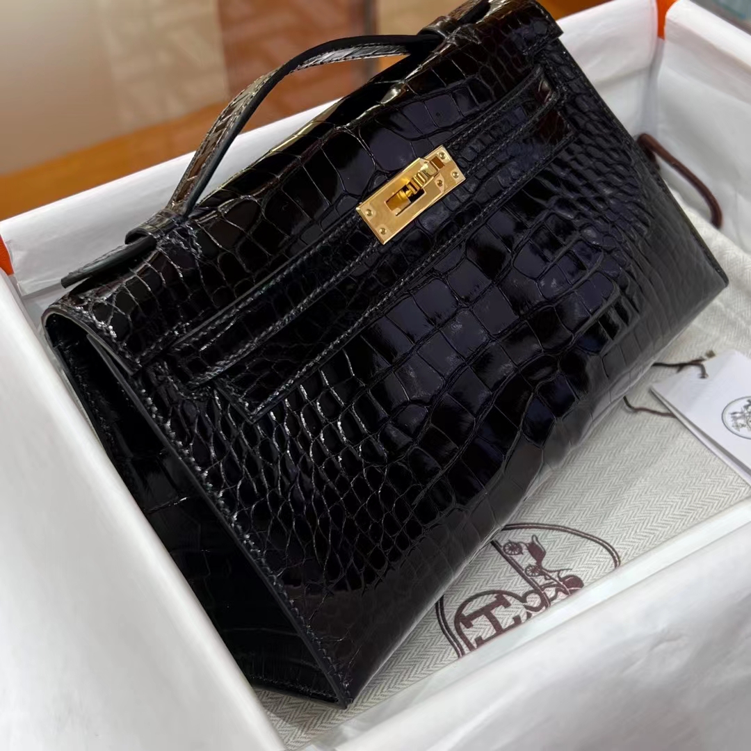 HERMES 爱马仕 MiniKelly 1 89 Nior 经典黑 Alligator 美洲鳄 进口蜜蜡线 全手工制作 蜜蜡线内缝 Birkinmm 铂金女王