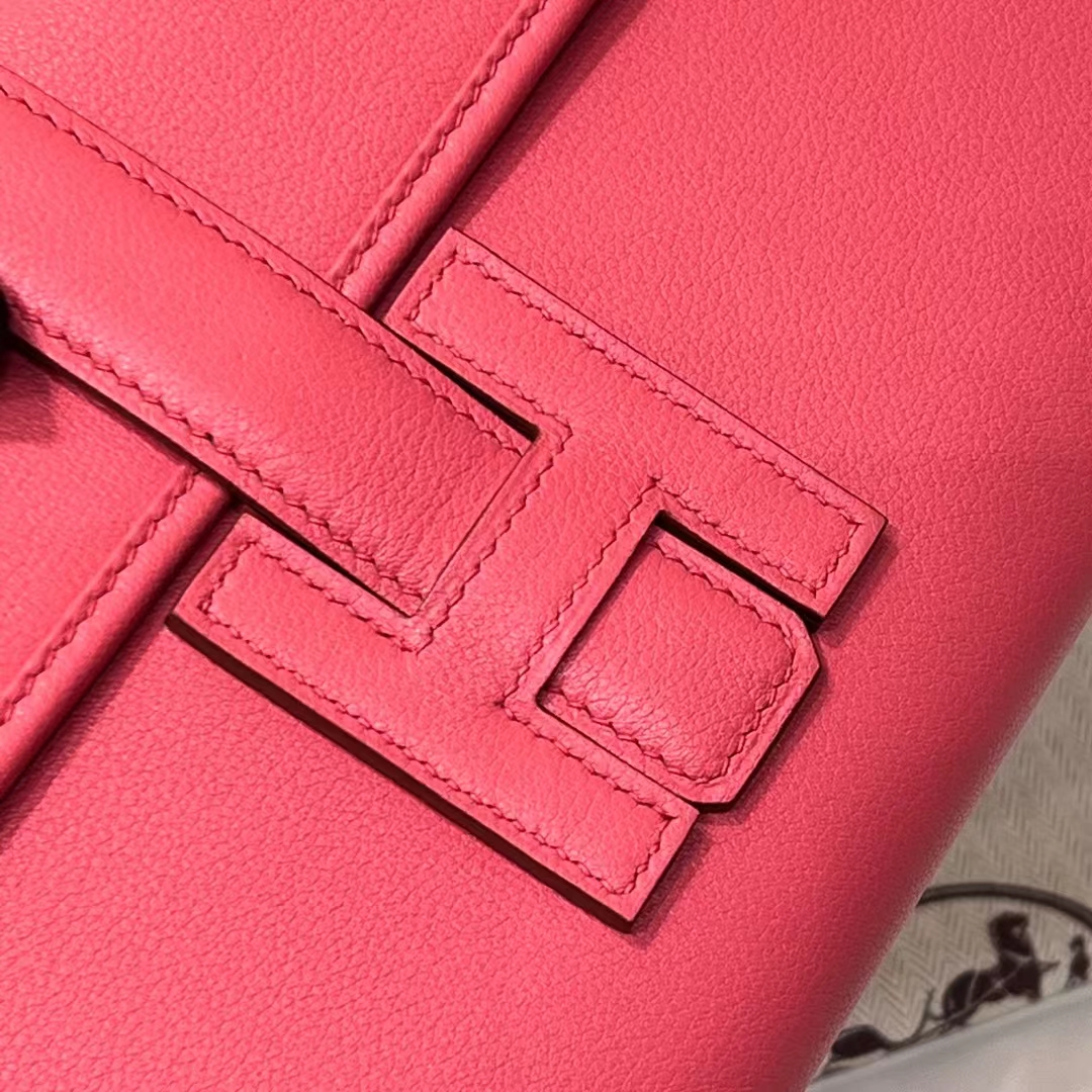 HERMES 爱马仕 Jige Elan 29cm U5 Rose eLipstick 唇膏粉 Swift 进口蜜蜡线 全手工制作 蜜蜡线内缝 Birkinmm 铂金女王