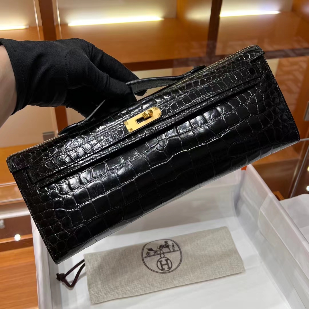 HERMES 爱马仕 KellyCut 31CM Alligator 美洲鳄 进口蜜蜡线 全手工制作 蜜蜡线内缝 Birkinmm 铂金女王