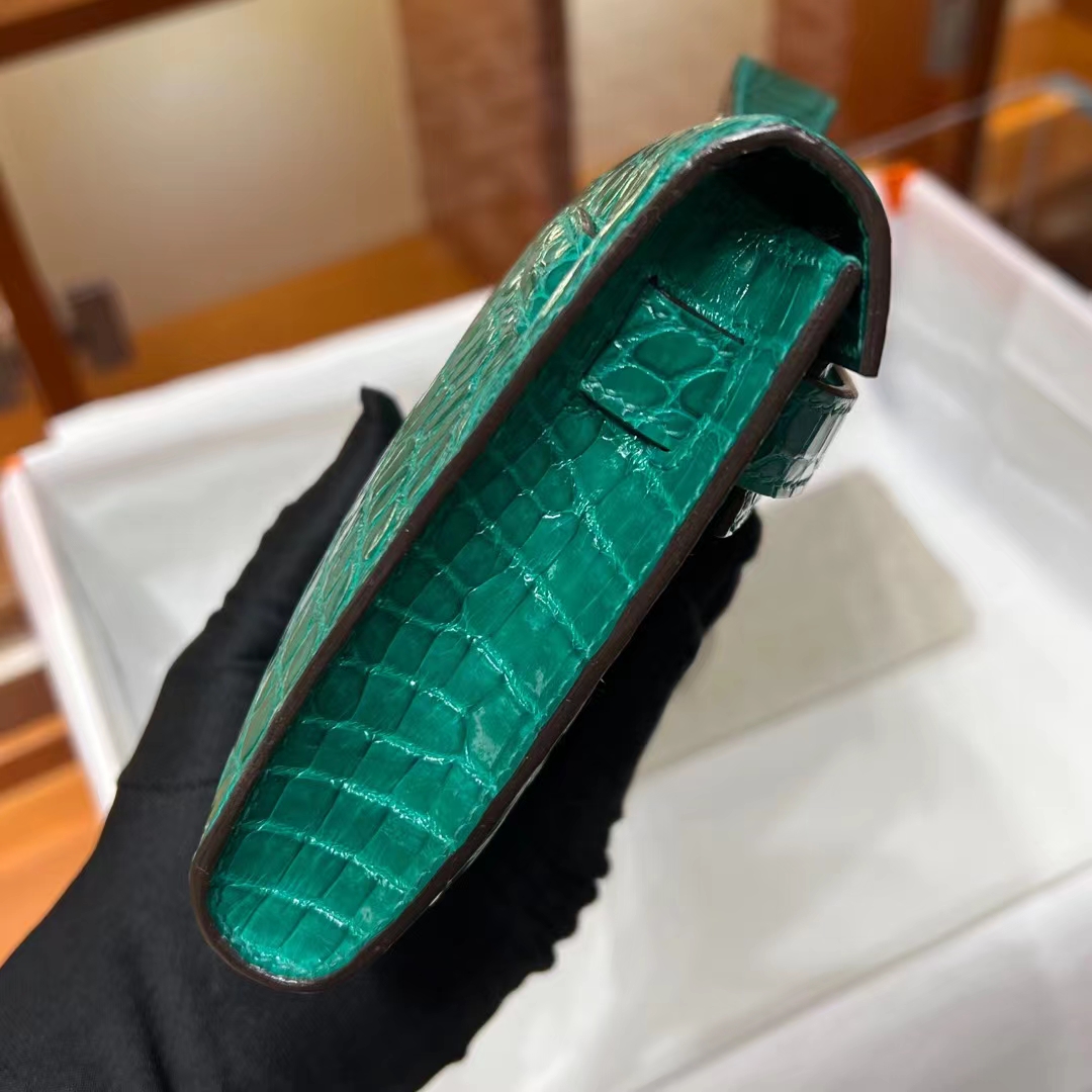 HERMES 爱马仕 KellyCut 31CM 6Q Vert Emeraude翡翠绿 Alligator 美洲鳄 进口蜜蜡线 全手工制作 蜜蜡线内缝 Birkinmm 铂金女王