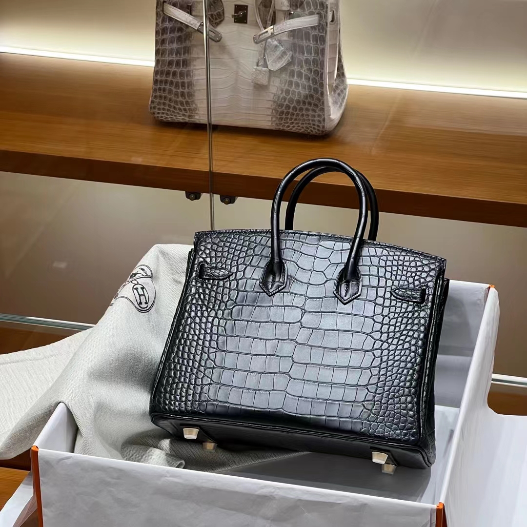HERMES 爱马仕 Birkin 25CM 89 Nior 经典黑 Alligator 美洲鳄 进口蜜蜡线 全手工制作 蜜蜡线内缝 Birkinmm 铂金女王