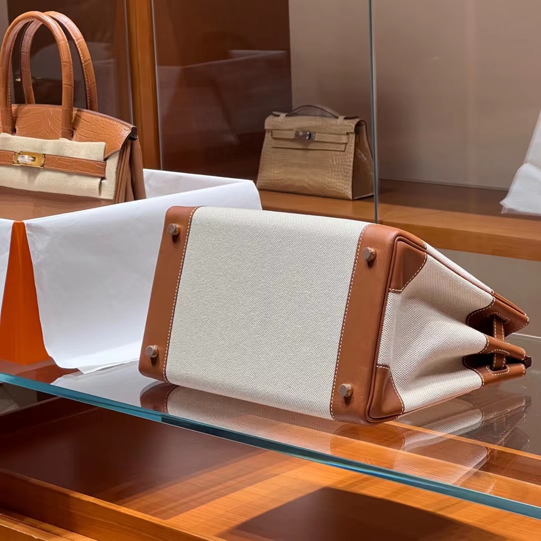 HERMES 爱马仕 Birkin 30CM ck37 金棕色 帆布拼Swift 进口蜜蜡线 全手工制作 蜜蜡线内缝 Birkinmm 铂金女王