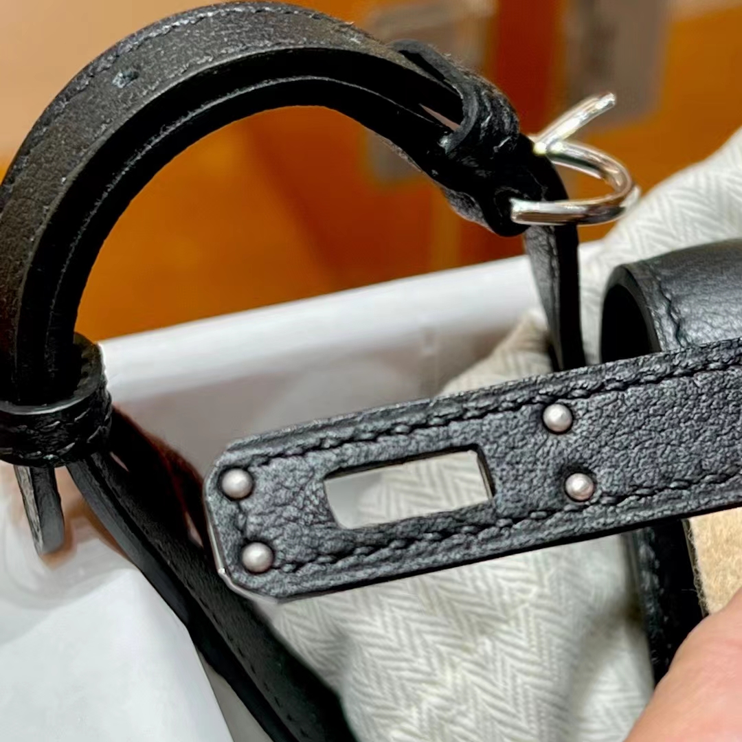 HERMES 爱马仕 Kellydanse 22cm 89 Nior 黑色 Evercolor 进口蜜蜡线 全手工制作 蜜蜡线内缝 Birkinmm 铂金女王