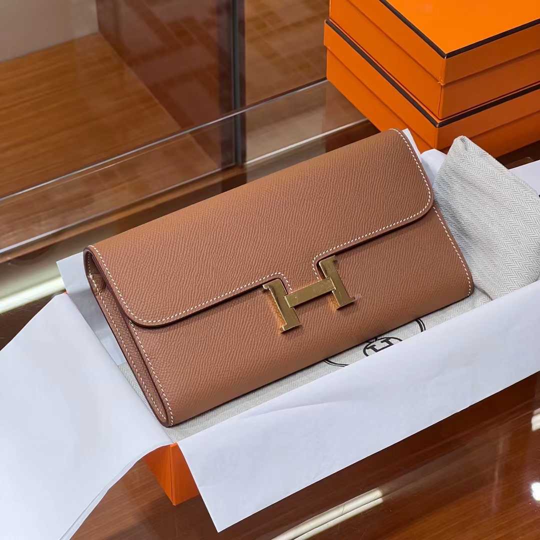 HERMES 爱马仕 Constance钱包 CK37 金棕色 Epsom 进口蜜蜡线 全手工制作 蜜蜡线内缝 Birkinmm 铂金女王