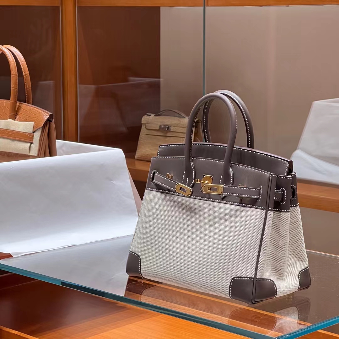 HERMES 爱马仕 Birkin 35CM 8C Gri Elephant 大象灰 帆布拼Swift 进口蜜蜡线 全手工制作 蜜蜡线内缝 Birkinmm 铂金女王