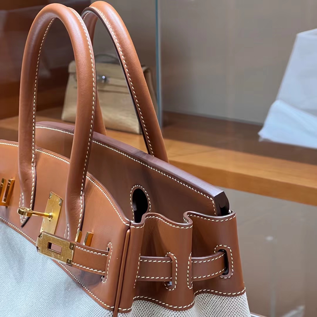 HERMES 爱马仕 Birkin 30CM ck37 金棕色 帆布拼Swift 进口蜜蜡线 全手工制作 蜜蜡线内缝 Birkinmm 铂金女王