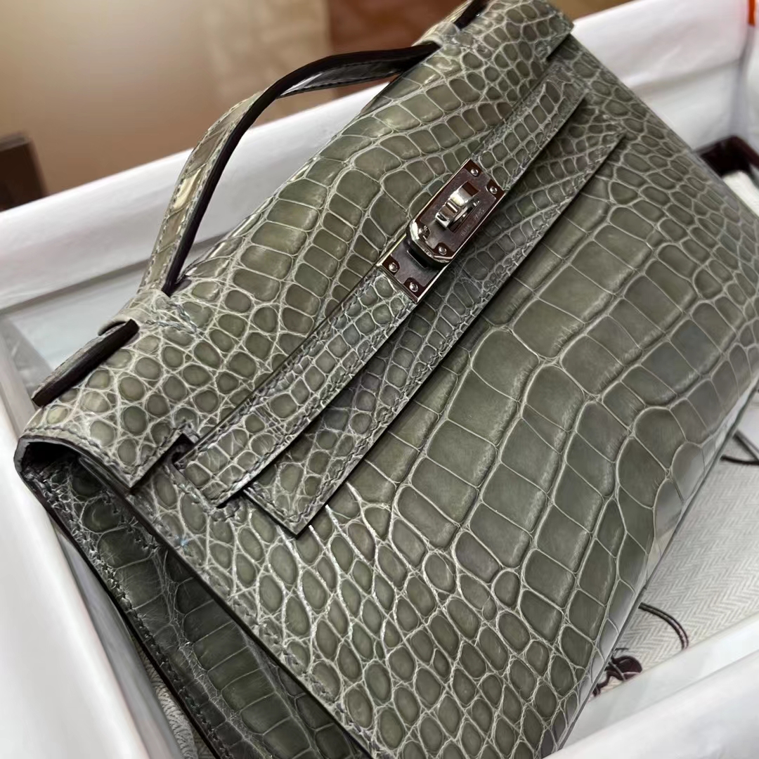 HERMES 爱马仕 MiniKelly 1 81 Gris Tourterelle 斑鸠灰 Alligator 美洲鳄 进口蜜蜡线 全手工制作 蜜蜡线内缝 Birkinmm 铂金女王