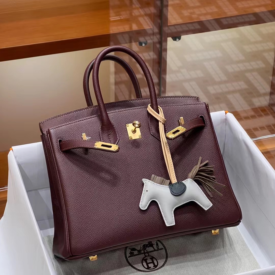HERMES 爱马仕 Birkin 25cm 57 Bordeaux 波尔多酒红 进口蜜蜡线 全手工制作