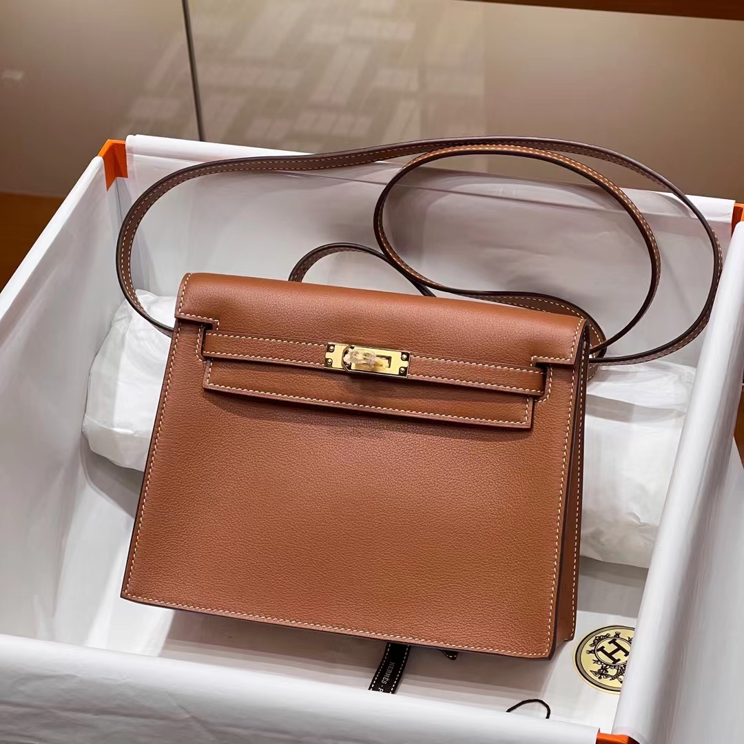 HERMES 爱马仕 Kellydanse 22cm CK37 金棕色 Evercolor 进口蜜蜡线 全手工制作 蜜蜡线内缝 Birkinmm 铂金女王