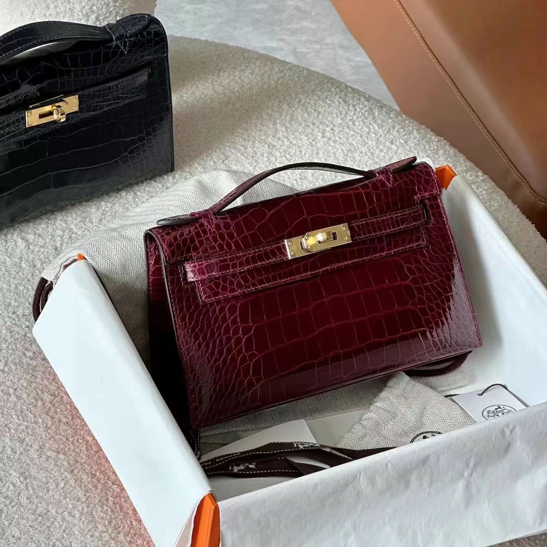 HERMES 爱马仕 【现货】 MiniKelly 1 55 Rouge H爱马仕红 Alligator 美洲鳄 现货 进口蜜蜡线 全手工制作