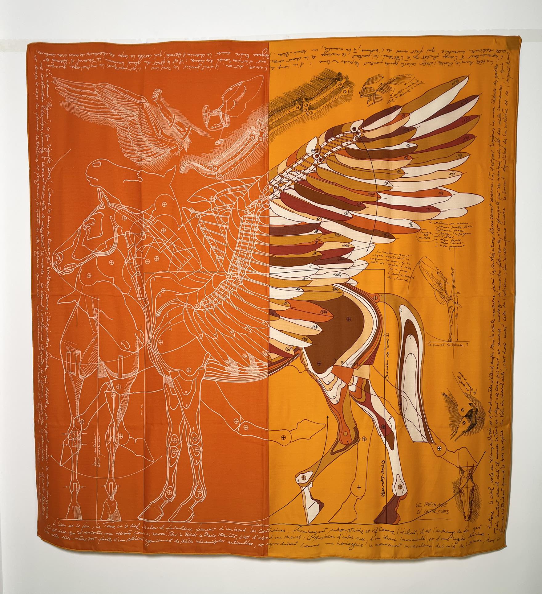 Birkinmm 铂金女王 HERMES 秋季新款 《飞马传说》橙色 140x140cm 丝绒材质