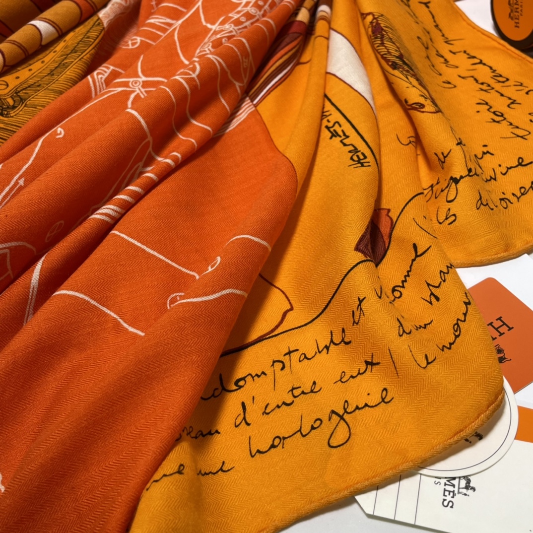 Birkinmm 铂金女王 HERMES 秋季新款 《飞马传说》橙色 140x140cm 丝绒材质-铂金女王 Birkinmm 铂金女王 HERMES 秋季新款 《飞马传说》橙色 140x140cm 丝绒材质