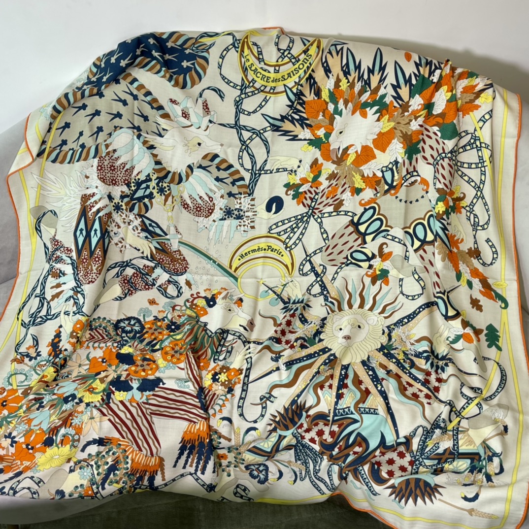 Birkinmm 铂金女王 HERMES秋冬丝绒披肩 140 x140cm 70%山羊绒 30%桑蚕丝 纯手工卷边