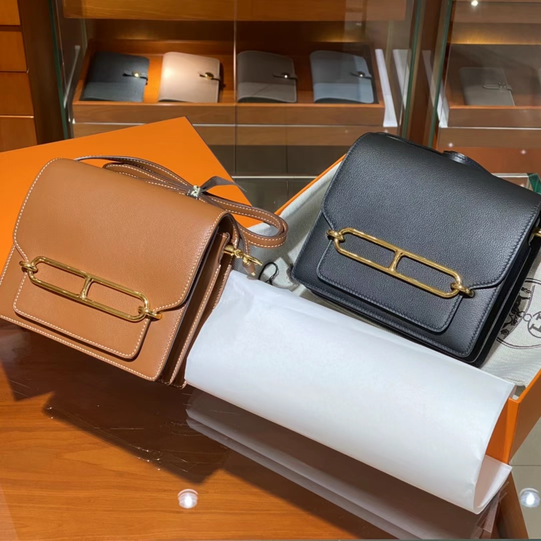 HERMES 爱马仕 猪鼻子包 Roulis 18cm CC89 Nior 经典黑 CK37 金棕色 进口蜜蜡线 全手工制作-铂金女王 HERMES 爱马仕 猪鼻子包 Roulis 18cm CC89 Nior 经典黑 CK37 金棕色 进口蜜蜡线 全手工制作