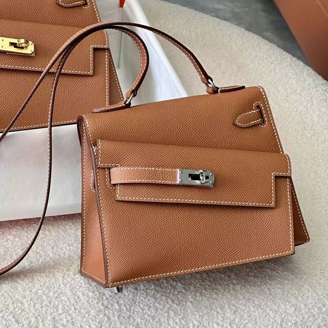 HERMES 爱马仕 Kelly Desorder 双面Kelly Epsom CK37 金棕色 进口蜜蜡线 全手工制作