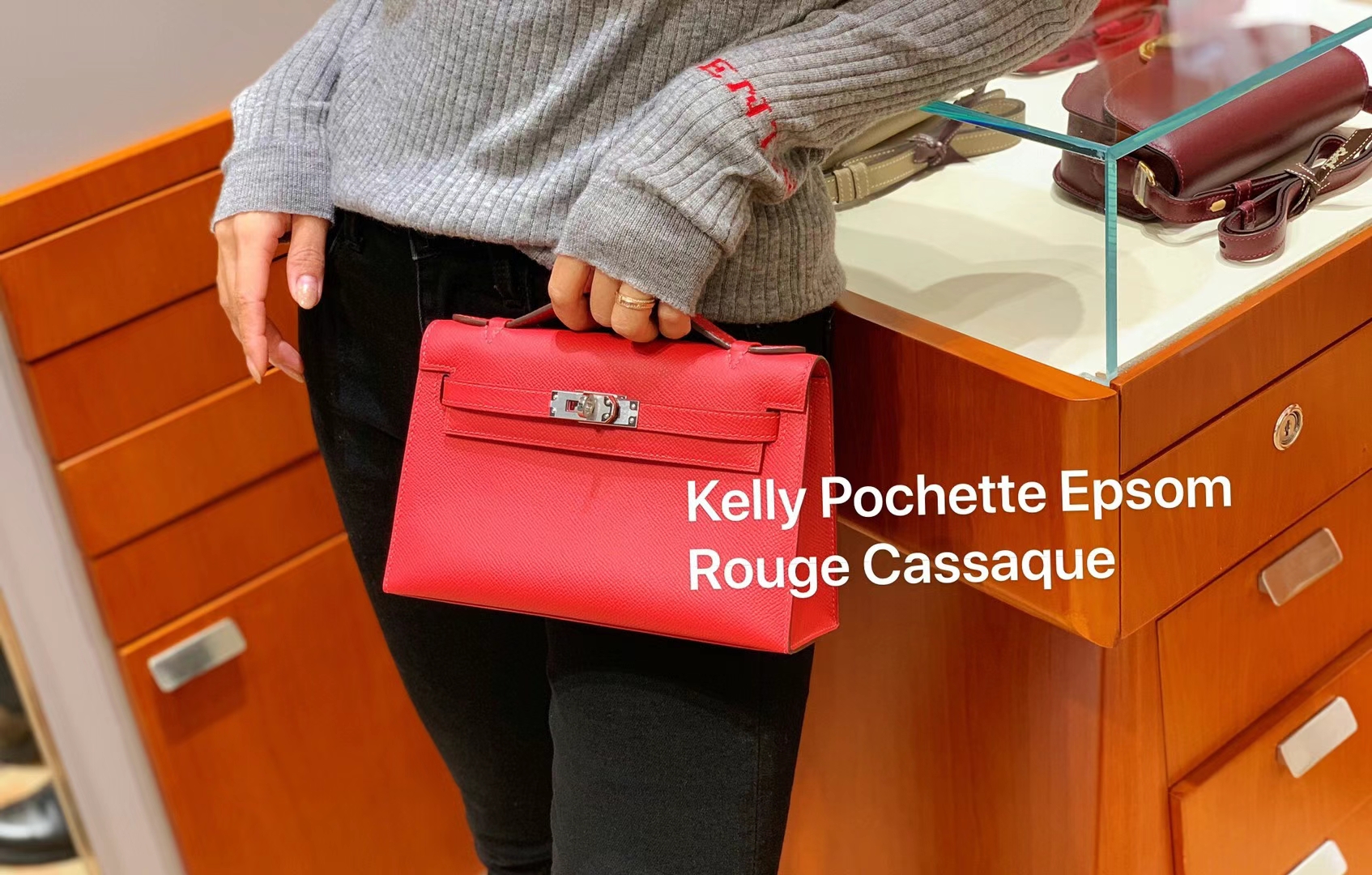 HERMES 爱马仕 MiniKelly 1 Epsom Q5 Rouge Casaque 国旗红 进口蜜蜡线 全手工制作