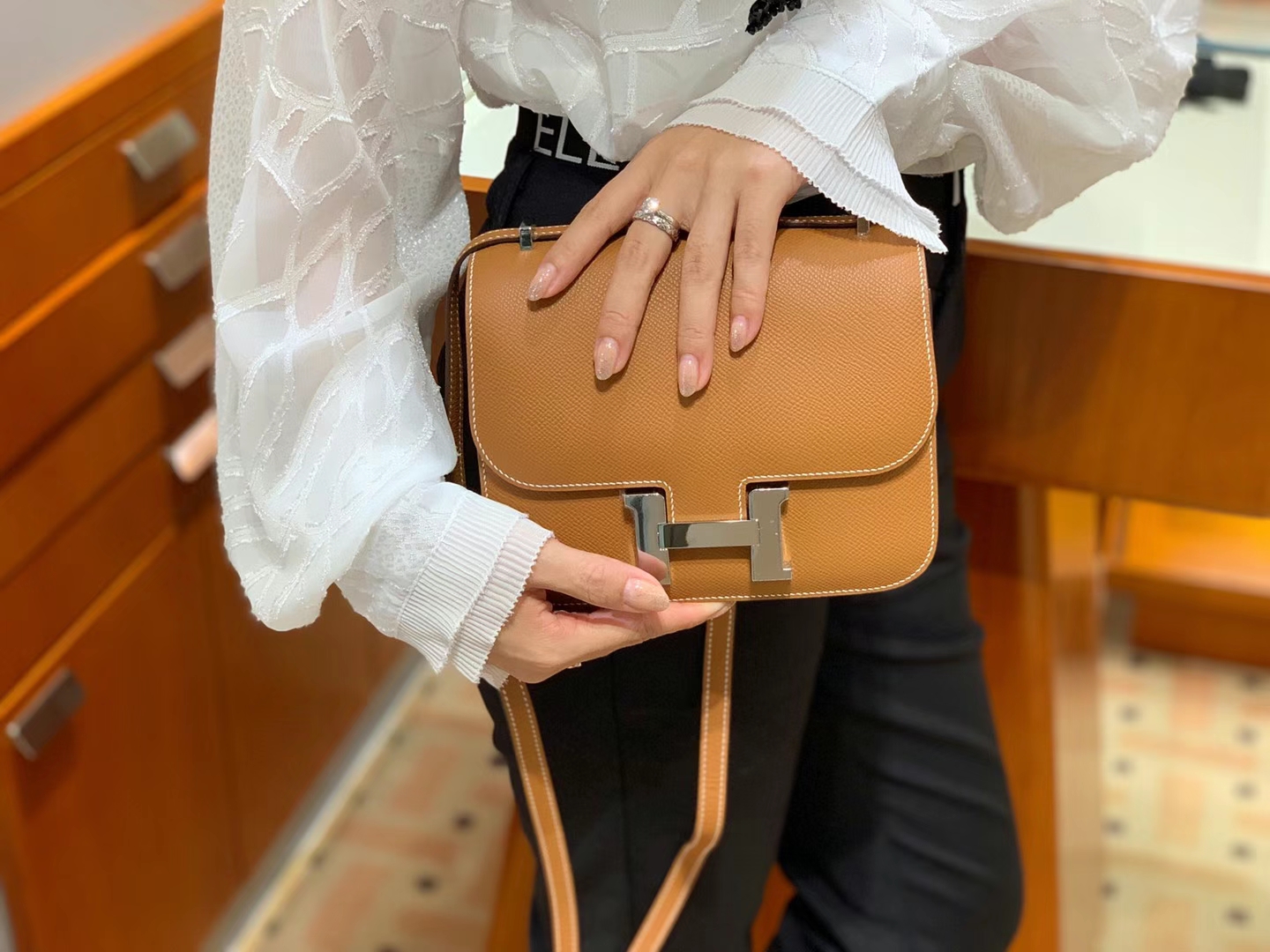 Birkinmm 铂金女王 HERMES 爱马仕 Constance 19CM Epsom皮 CK37 金棕色 进口蜜蜡线 全手工制作-铂金女王 Birkinmm 铂金女王 HERMES 爱马仕 Constance 19CM Epsom皮 CK37 金棕色 进口蜜蜡线 全手工制作