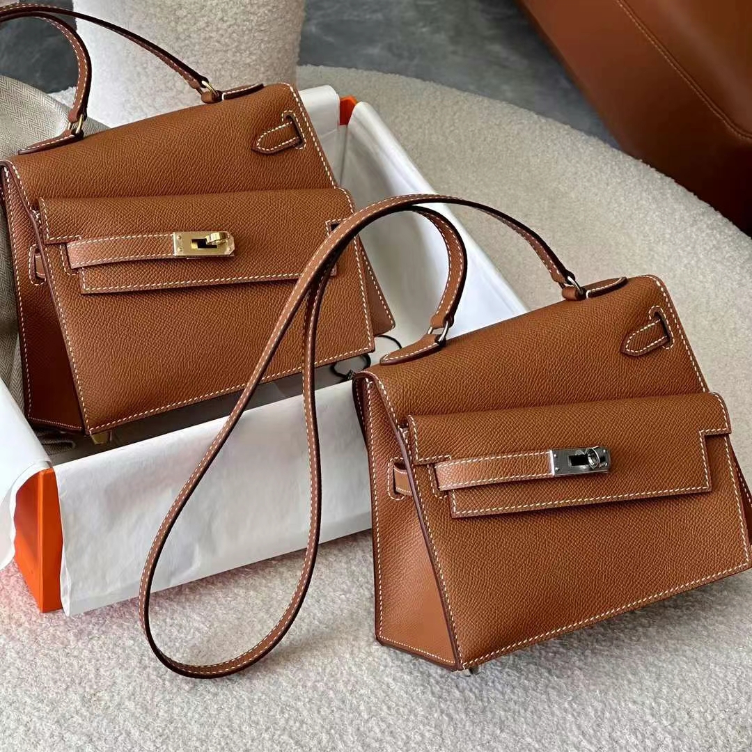 HERMES 爱马仕 Kelly Desorder 双面Kelly Epsom CK37 金棕色 进口蜜蜡线 全手工制作