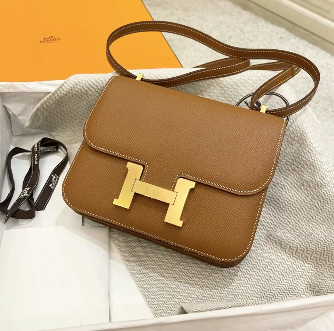 Birkinmm 铂金女王 HERMES 爱马仕 Constance 19CM Epsom皮 CK37 金棕色 进口蜜蜡线 全手工制作-铂金女王 Birkinmm 铂金女王 HERMES 爱马仕 Constance 19CM Epsom皮 CK37 金棕色 进口蜜蜡线 全手工制作