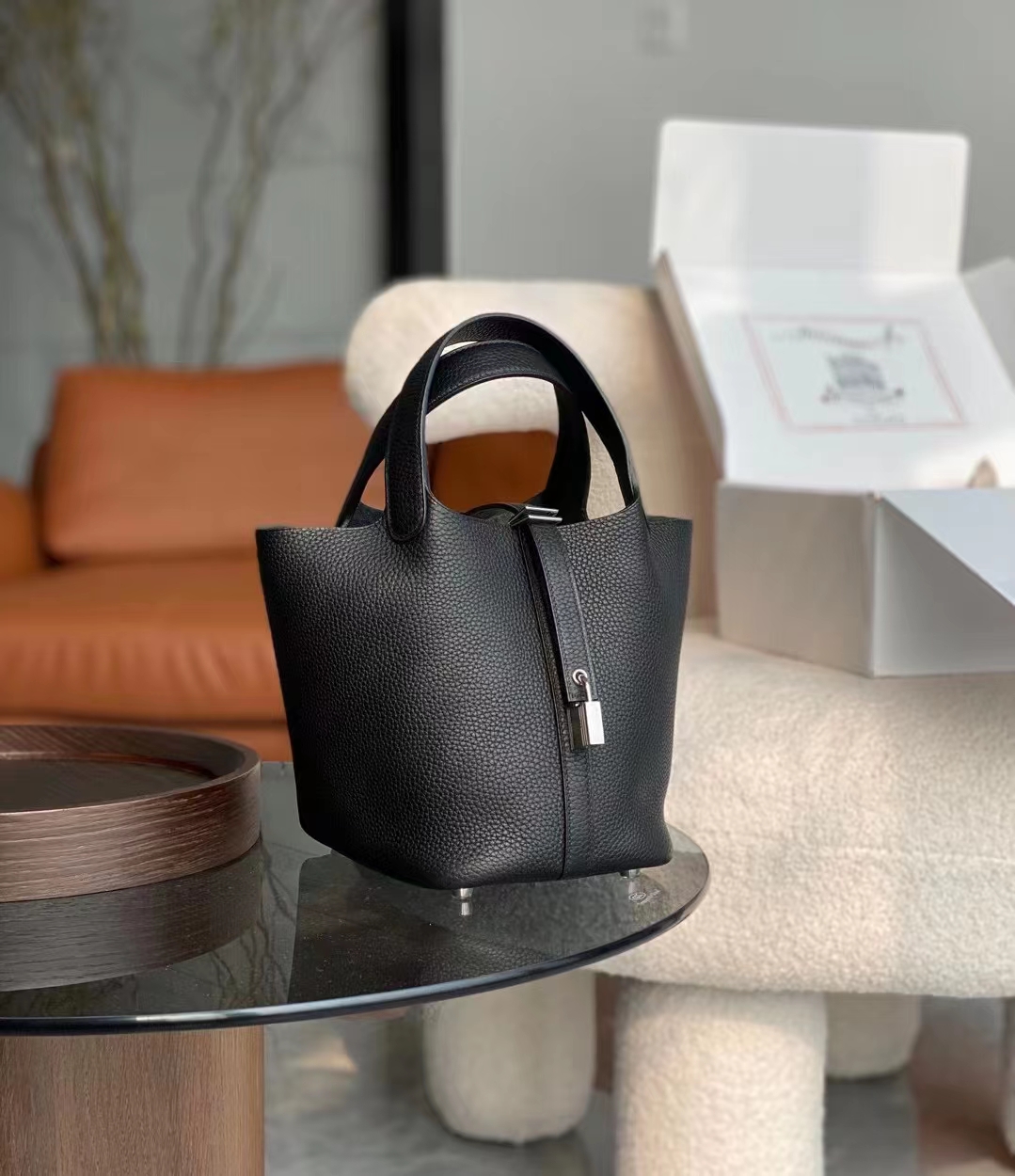 HERMES 爱马仕官网推荐 菜篮子 Picotin 纯手工 89 Nior 经典黑 TC皮 进口蜜蜡线 全手工制作