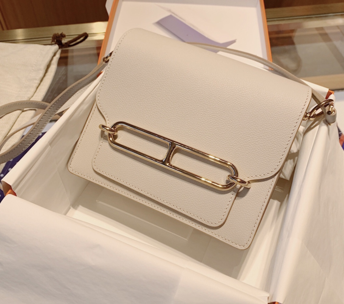 HERMES 爱马仕官网推荐 Roulis 猪鼻子 10 Craie粉笔白 Swift皮 进口蜜蜡线 全手工制作