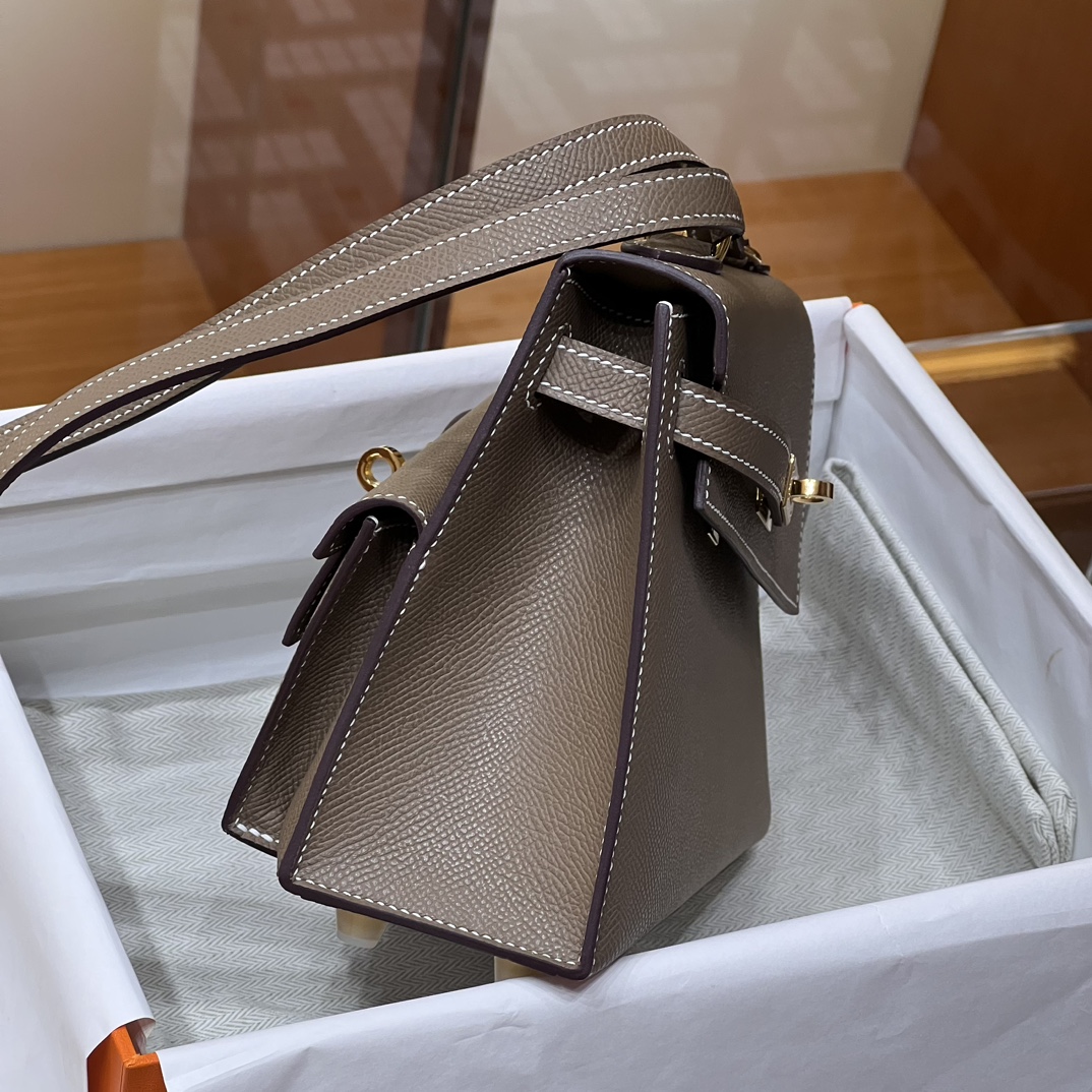 HERMES 爱马仕 Kelly Desorder 双面Kelly Epsom 8C Gri Elephant 大象灰 进口蜜蜡线 全手工制作
