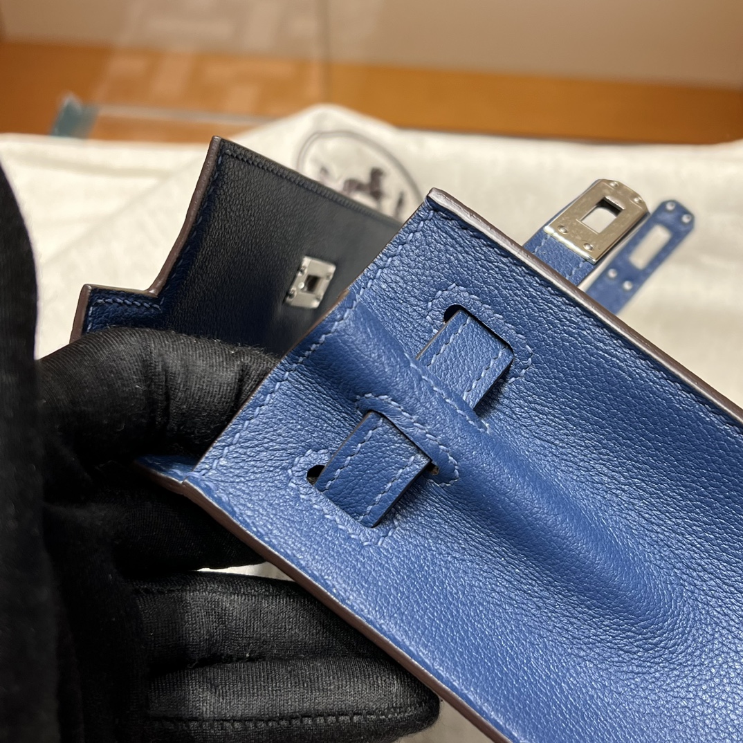 Birkinmm 铂金女王 HERMES 爱马仕 Kellydanse 22cm Evercolor皮 Blue agate R2玛瑙蓝 进口蜜蜡线 全手工制作