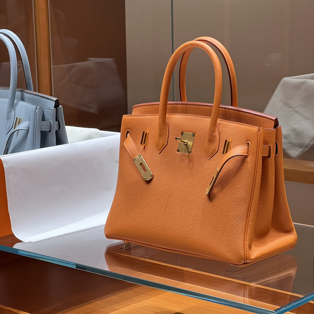 HERMES 爱马仕 Birkin 25cm 93 Orange 橙色 进口蜜蜡线 全手工制作