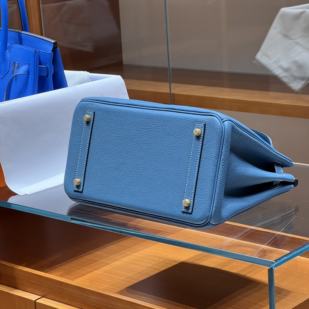 HERMES 爱马仕 Birkin 25cm 75 Blue Jean牛仔蓝 进口蜜蜡线 全手工制作