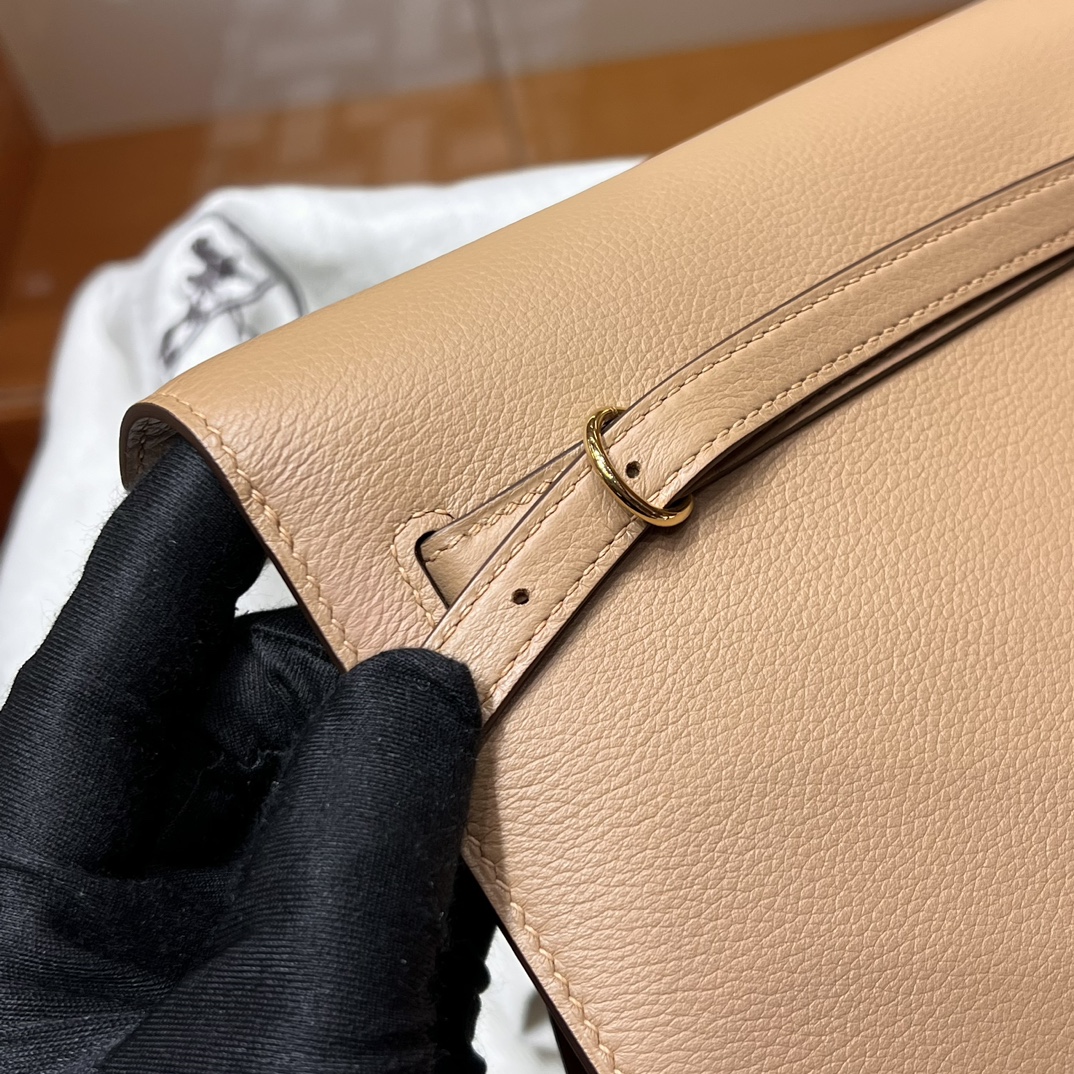 Birkinmm 铂金女王 HERMES 爱马仕 Kellydanse 22cm Evercolor皮 0M CHAI 奶茶色 进口蜜蜡线 全手工制作