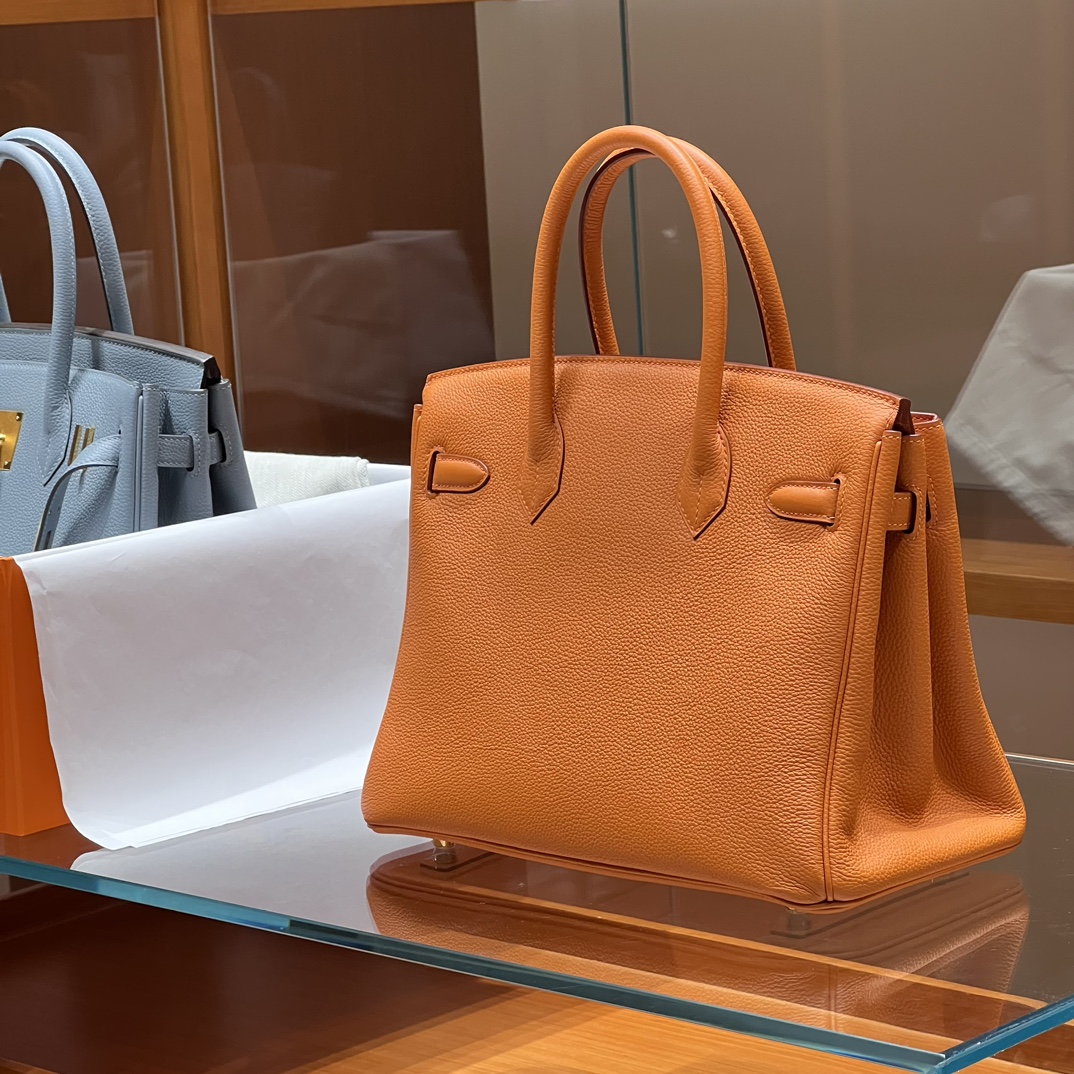 HERMES 爱马仕 Birkin 25cm 93 Orange 橙色 进口蜜蜡线 全手工制作