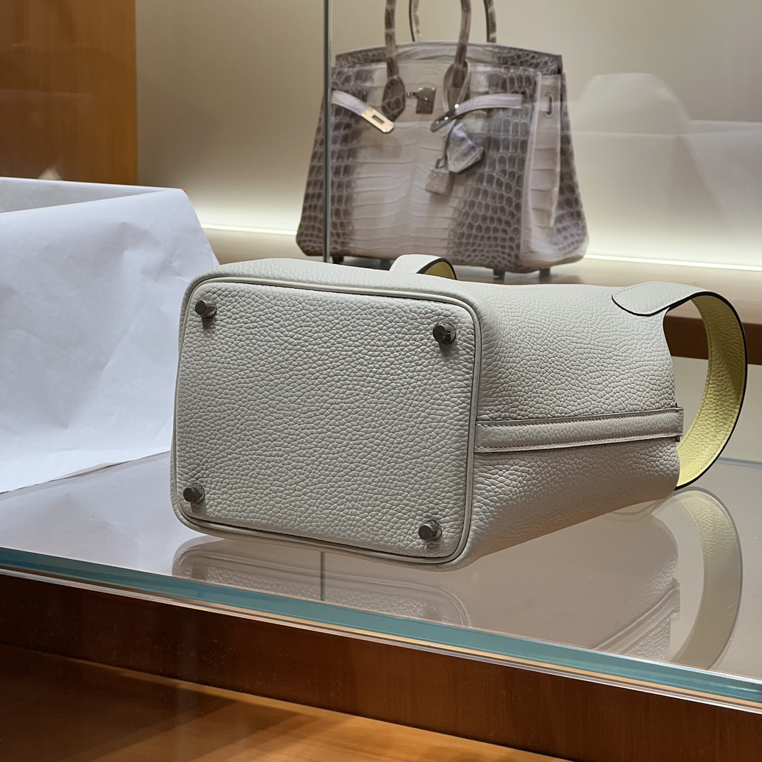 HERMES 爱马仕官网推荐 菜篮子 Picotin 纯手工 10 Craie奶昔白 1Z Jaune Poussin小鸡黄 TC皮 进口蜜蜡线 全手工制作