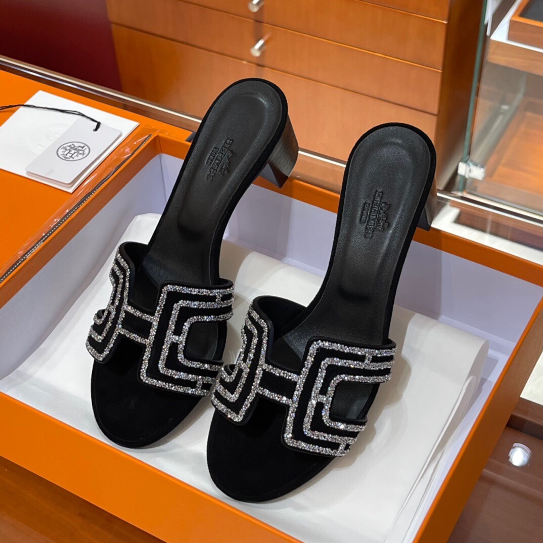 HERMES 爱马仕 拖鞋 34-41码 原厂同步水钻女鞋 进口真皮大底 全手工制作